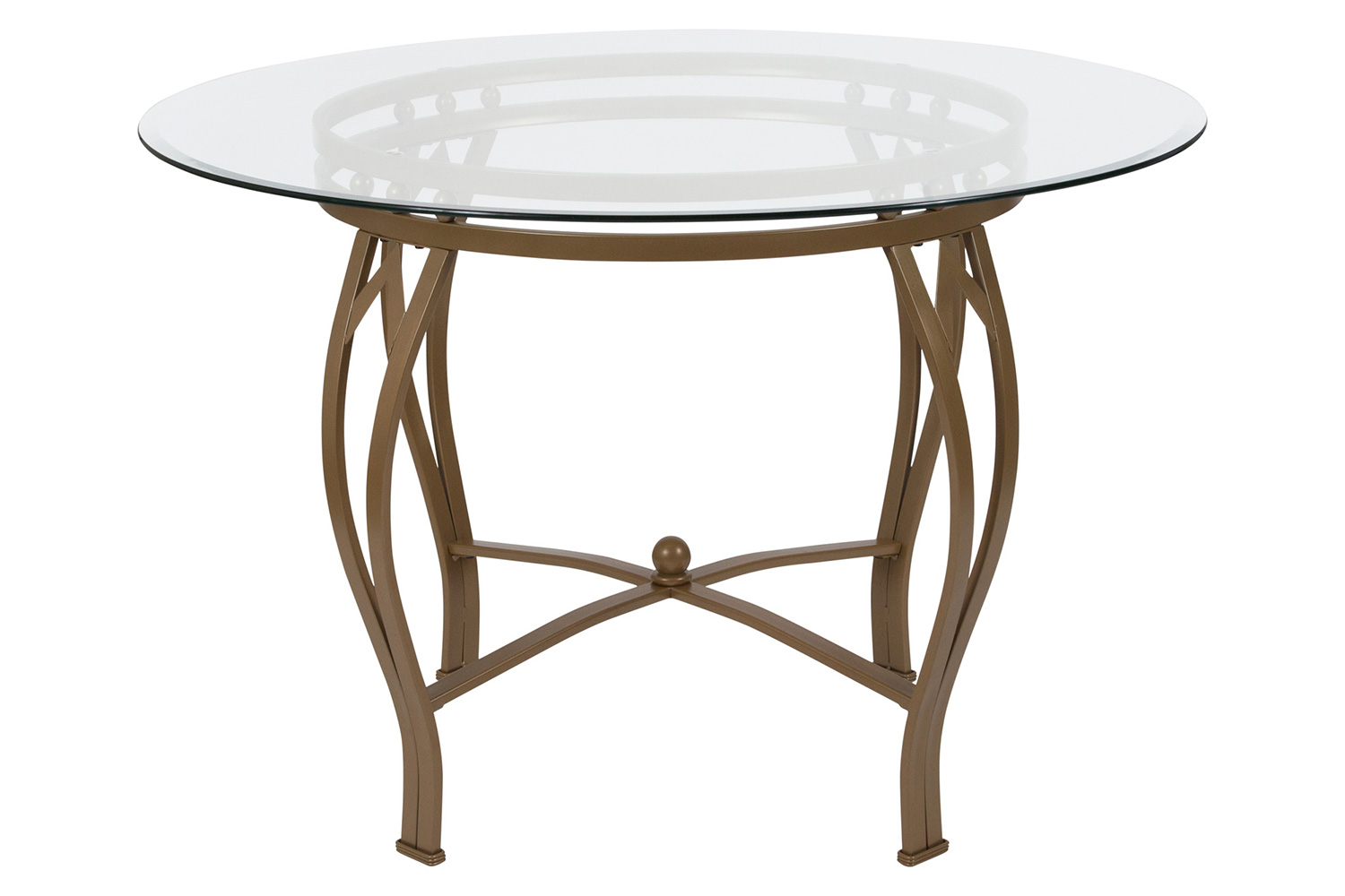 BLNK Syracuse Round Glass Dining Table - Matte Gold, 45"D