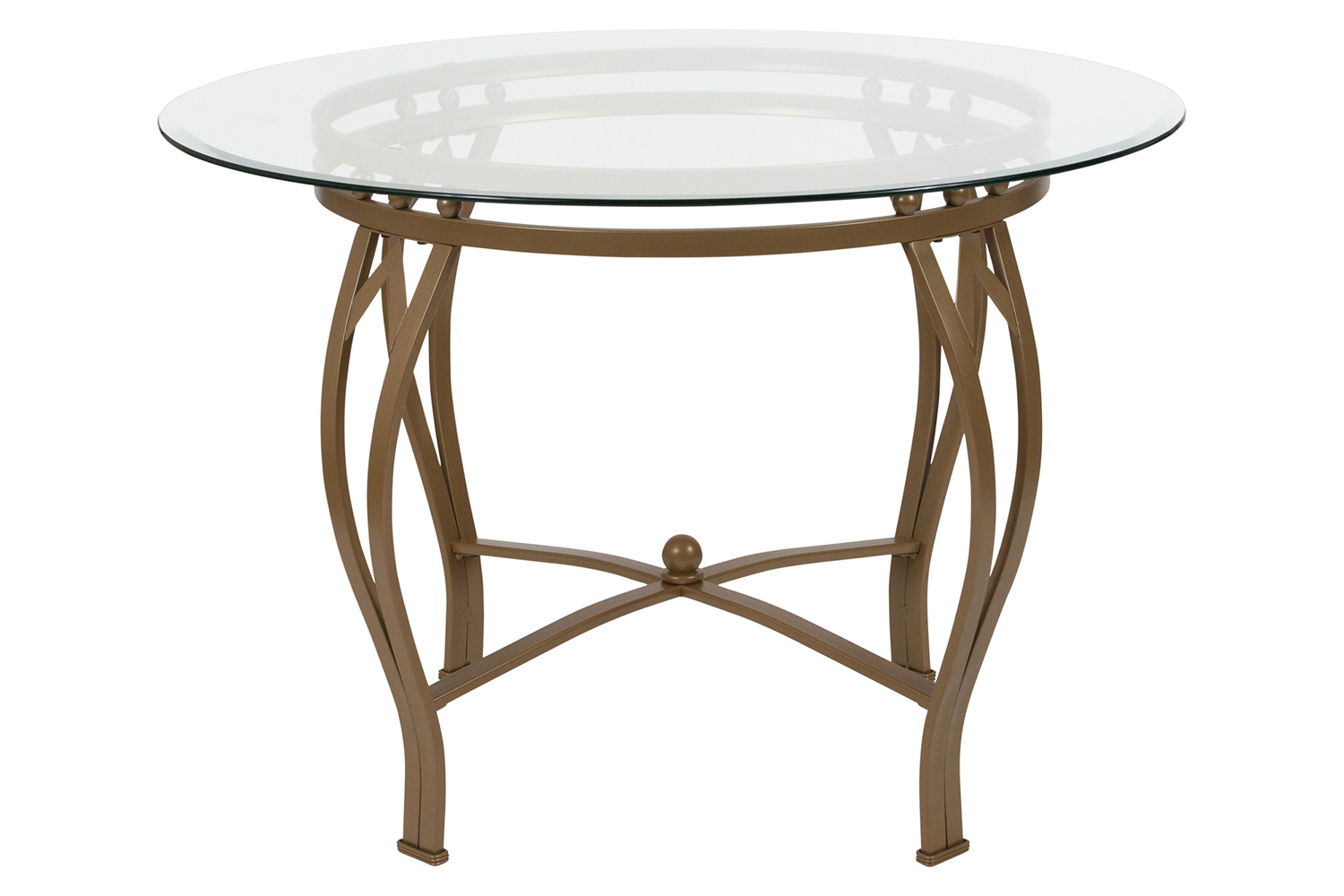 BLNK Syracuse Round Glass Dining Table - Matte Gold, 42"D