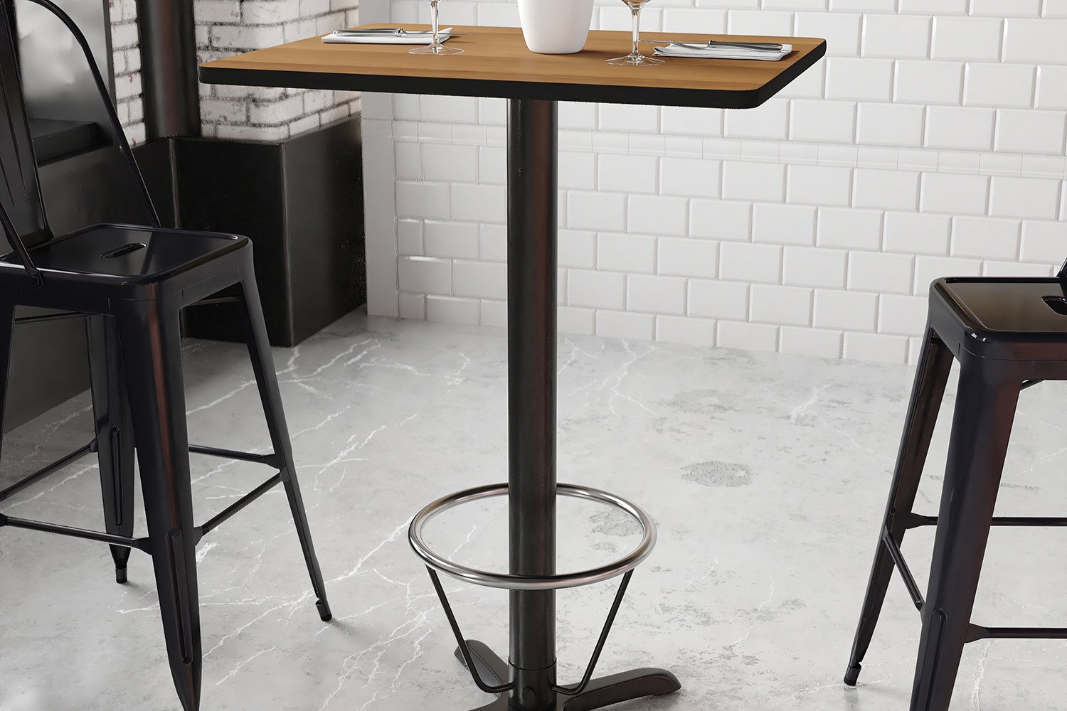 BLNK Rectangular Bar Height Table with 22'' x 22'' Base