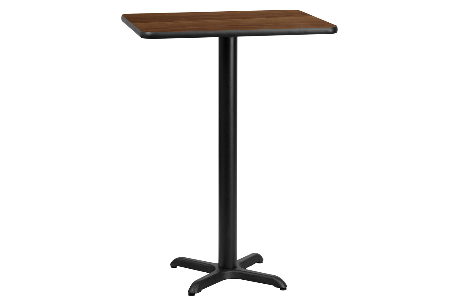 BLNK Rectangular Bar Height Table with 22'' x 22'' Base - Walnut, 24"W x 30"L