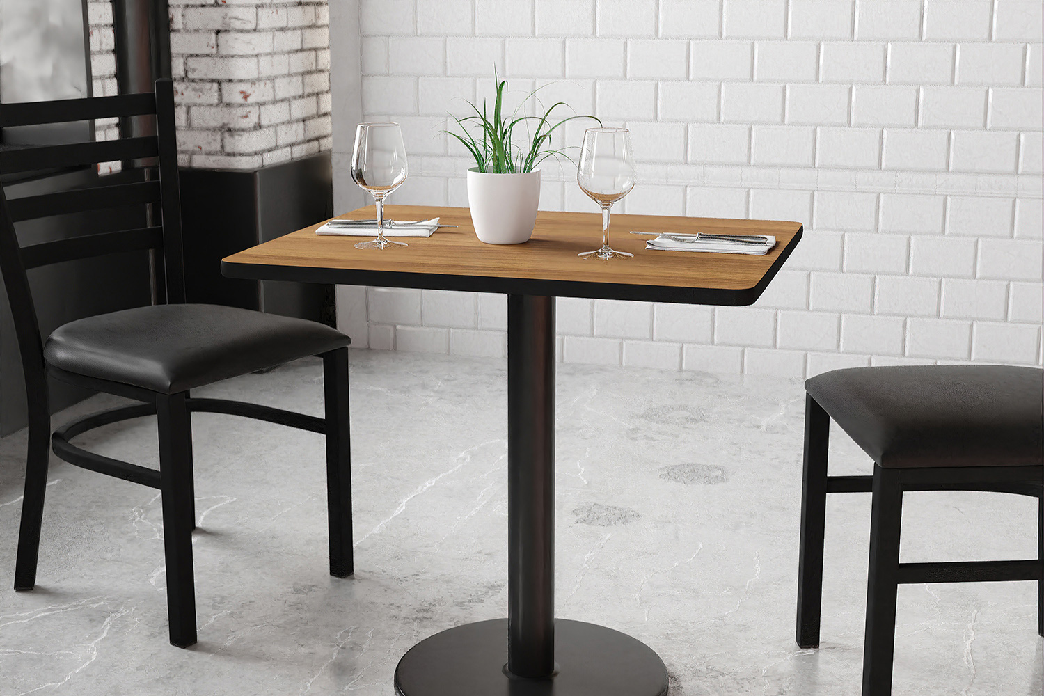 BLNK Rectangular Table with 18'' Round Base