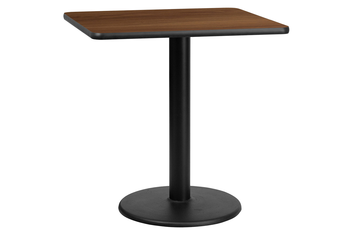 BLNK Square Table with 18'' Round Base - Walnut, 30"W