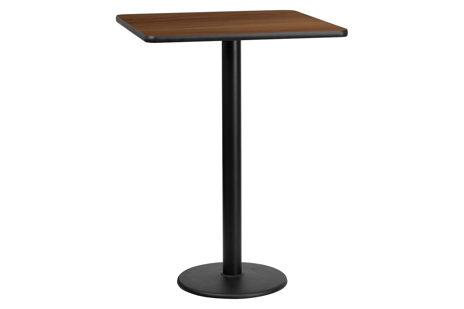 BLNK Square Bar Height Table with 18'' Round Base - Walnut, 30"W