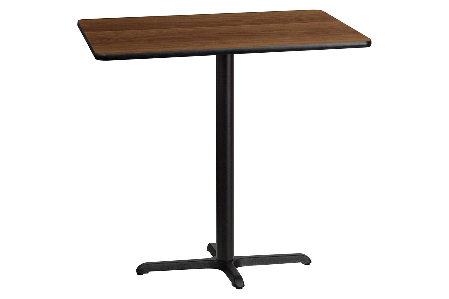 BLNK Rectangular Bar Height Table with 23.5'' x 29.5'' Base - Walnut, 30"W x 42"L