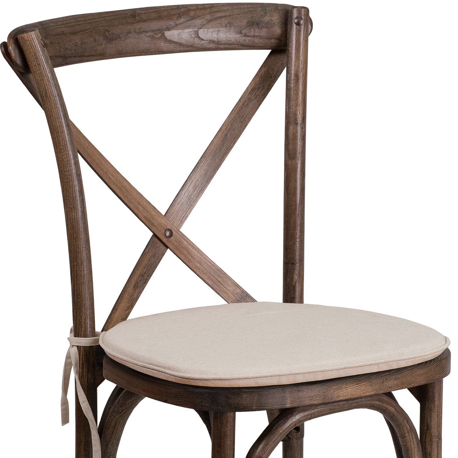 BLNK HERCULES Series Wood Stackable Cross Back Chair with Cushion - Early American