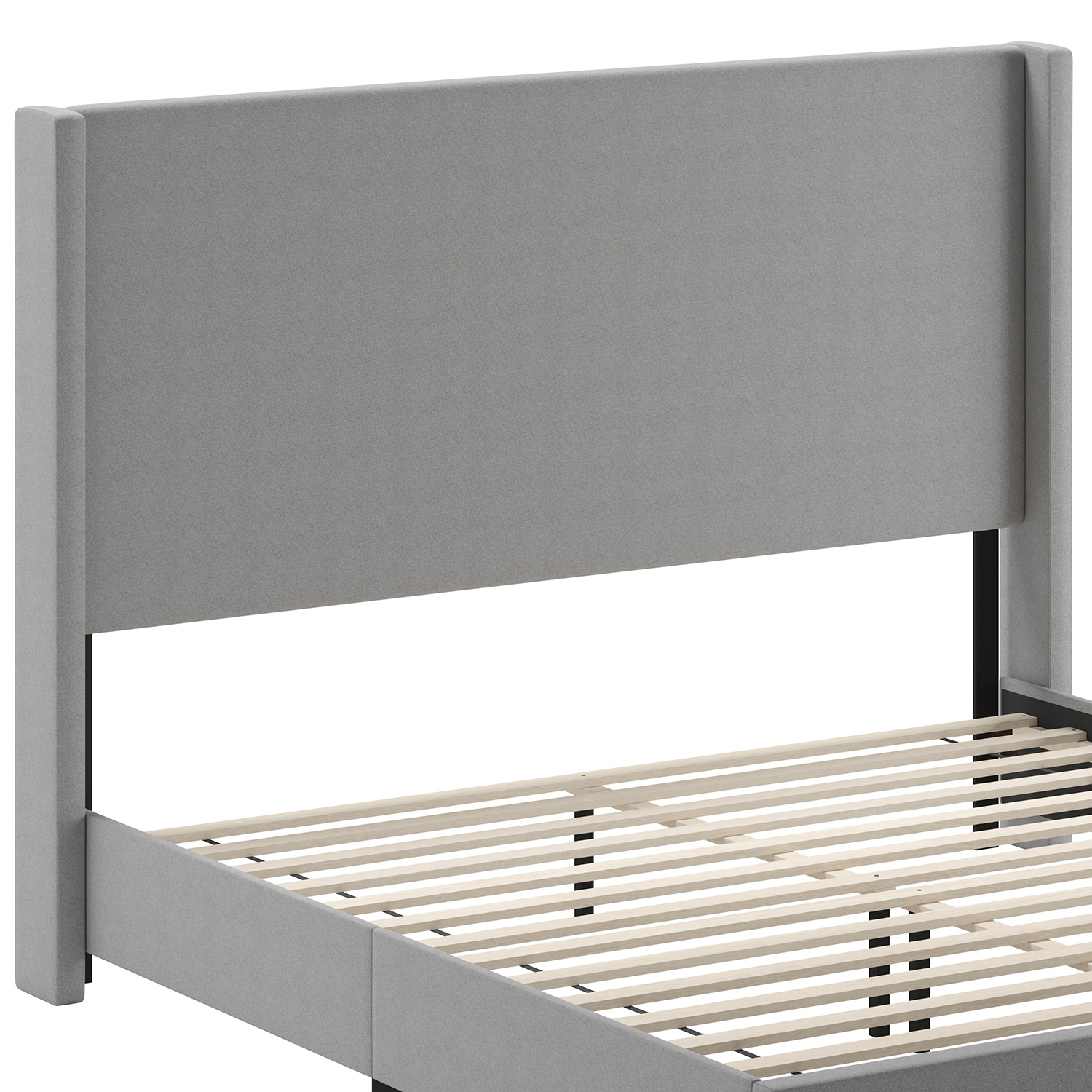 BLNK Quinn Upholstered Platform Bed with Channel Stitched Wingback Headboard - Gray, King Size