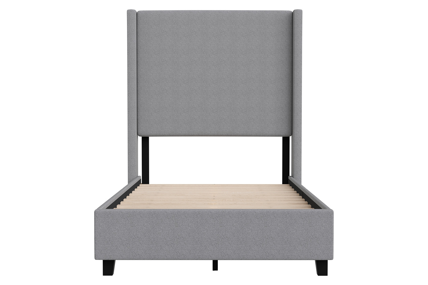 BLNK Quinn Upholstered Platform Bed with Channel Stitched Wingback Headboard - Gray, Twin Size