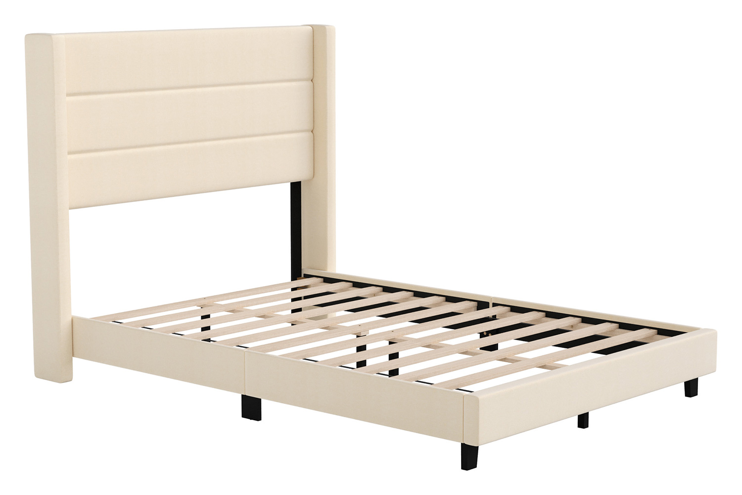 BLNK™ Hollis Upholstered Platform Bed with Wingback Headboard - Beige, Full Size