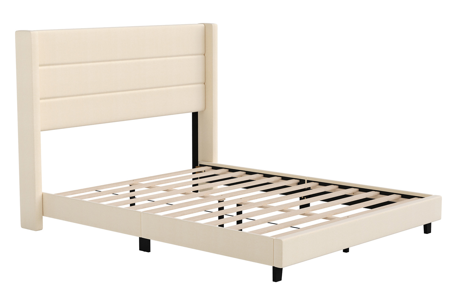 BLNK™ Hollis Upholstered Platform Bed with Wingback Headboard - Beige, Queen Size