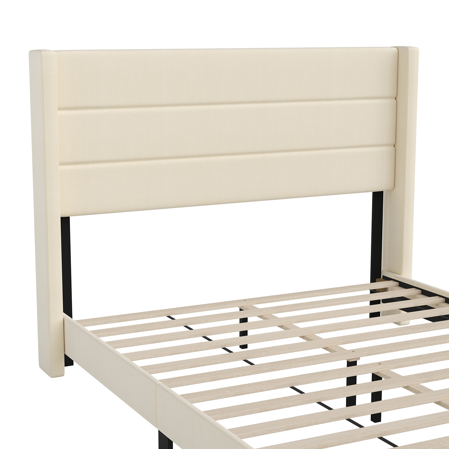 BLNK™ Hollis Upholstered Platform Bed with Wingback Headboard - Beige, Queen Size