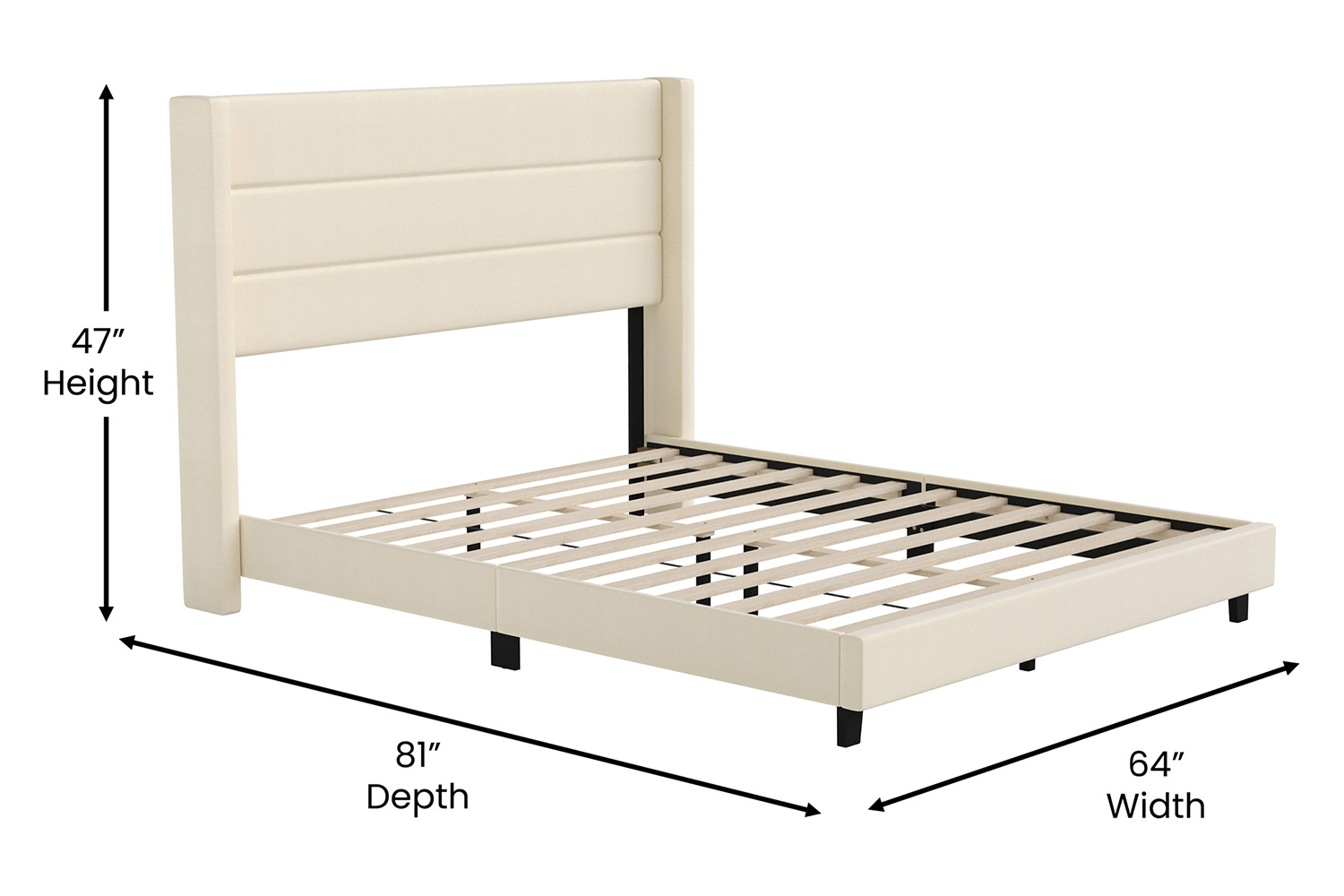 BLNK™ Hollis Upholstered Platform Bed with Wingback Headboard - Beige, Queen Size