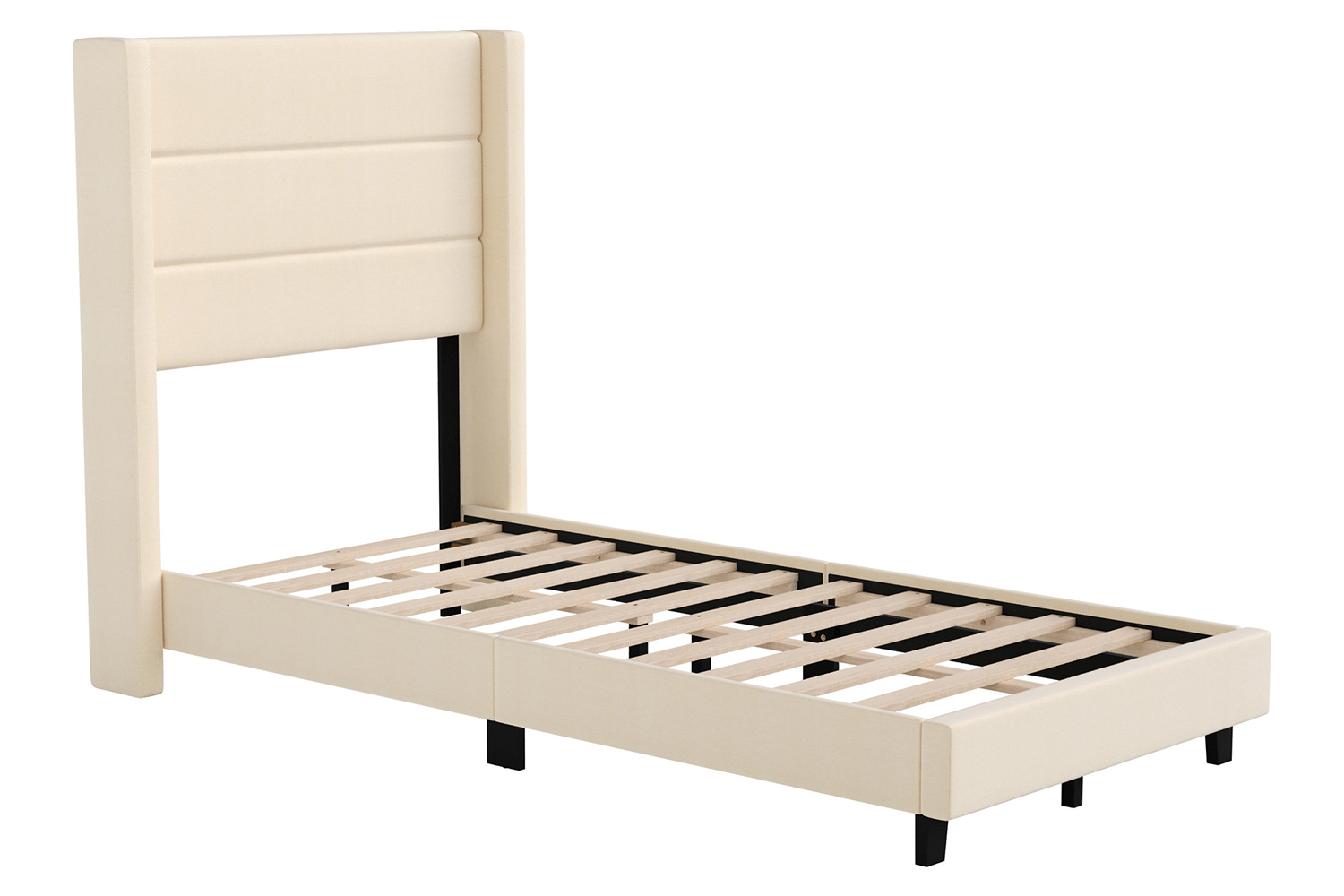 BLNK™ Hollis Upholstered Platform Bed with Wingback Headboard - Beige, Twin Size