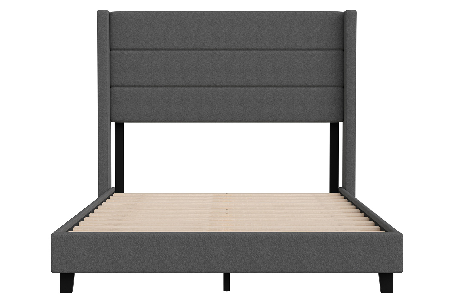 BLNK Hollis Upholstered Platform Bed with Wingback Headboard - Charcoal, Full Size