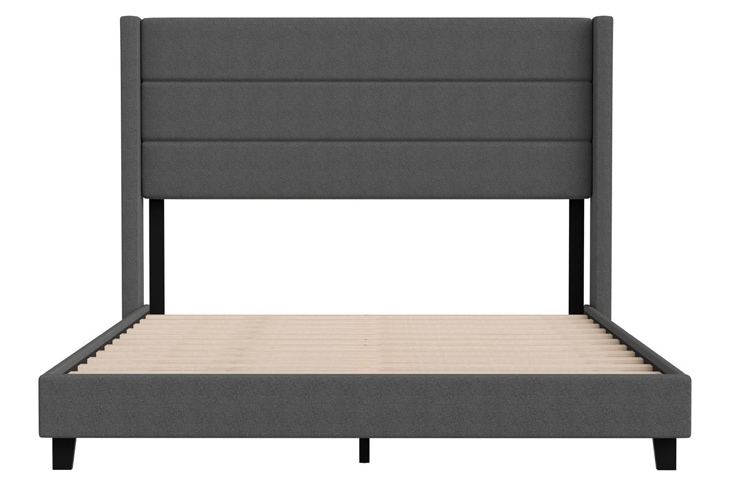 BLNK Hollis Upholstered Platform Bed with Wingback Headboard - Charcoal, Queen Size