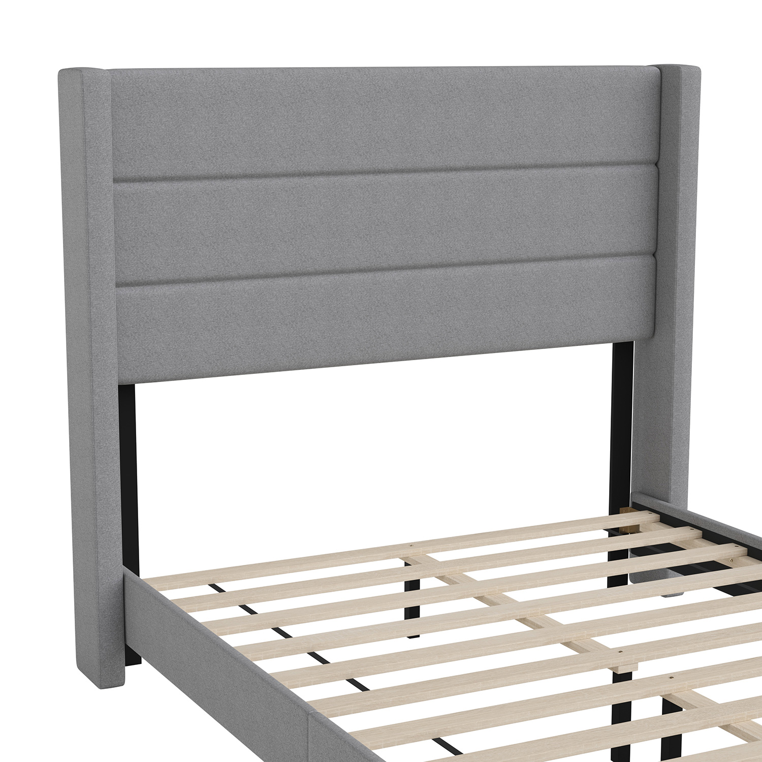 BLNK™ Hollis Upholstered Platform Bed with Wingback Headboard - Gray, Full Size