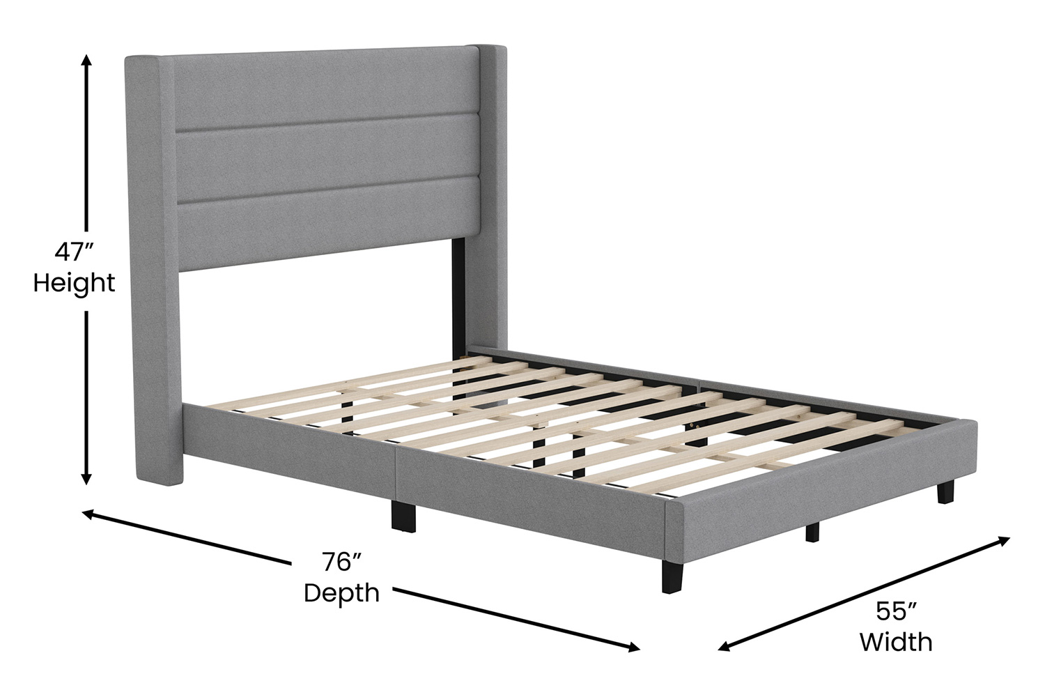 BLNK™ Hollis Upholstered Platform Bed with Wingback Headboard - Gray, Full Size