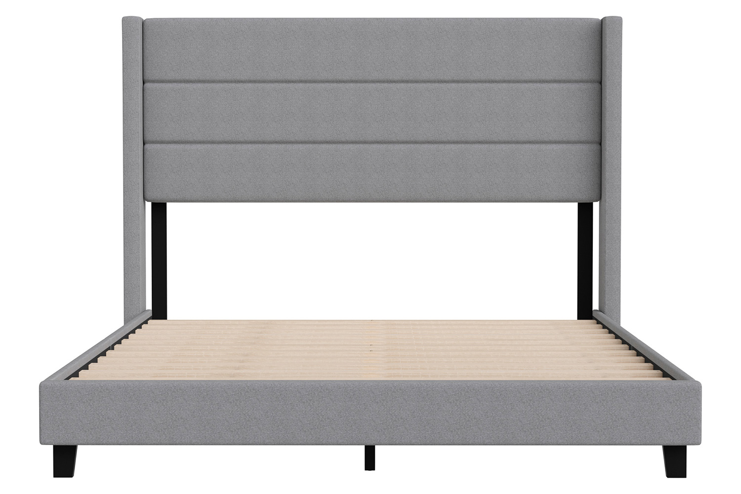 BLNK Hollis Upholstered Platform Bed with Wingback Headboard - Gray, Queen Size