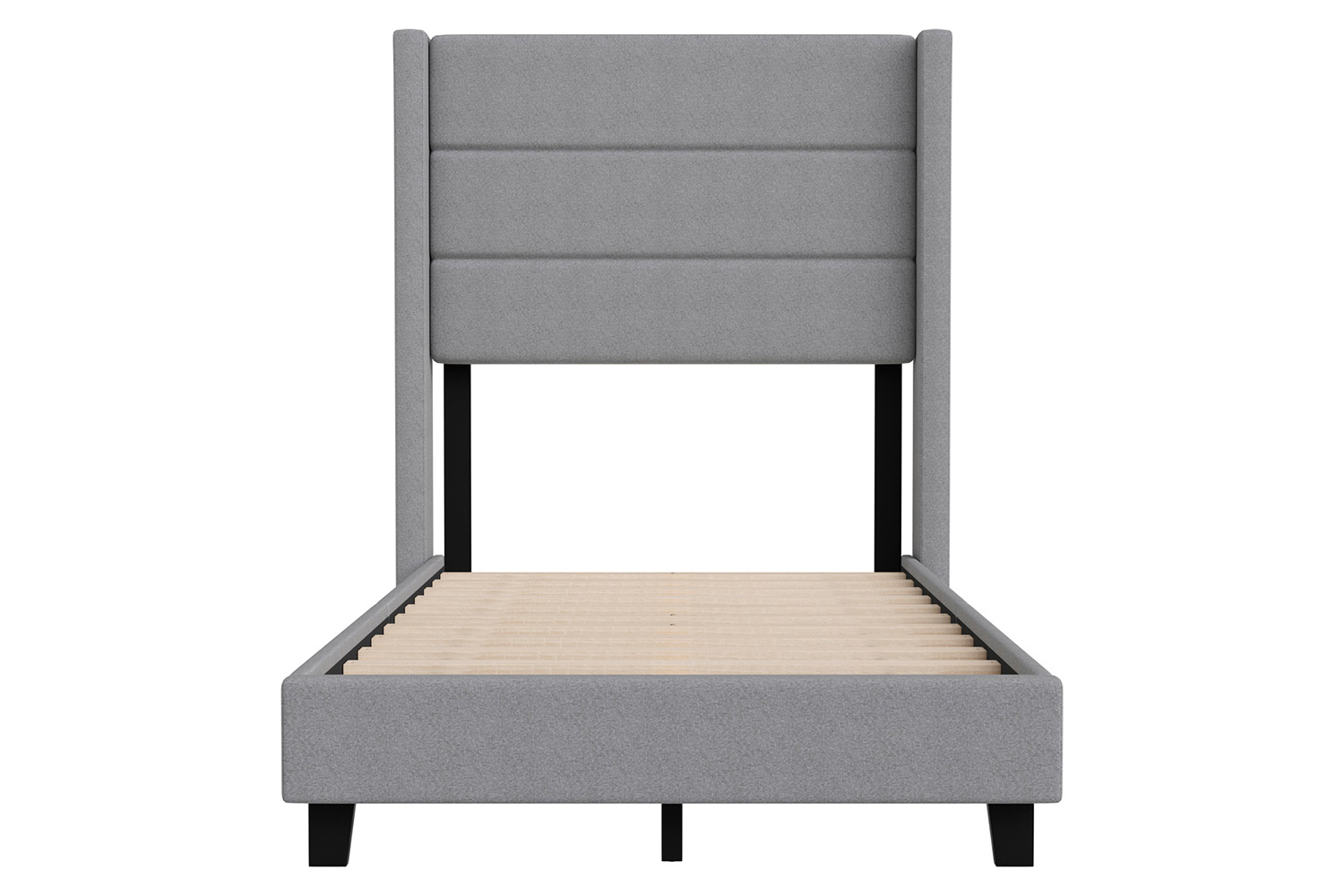 BLNK Hollis Upholstered Platform Bed with Wingback Headboard - Gray, Twin Size