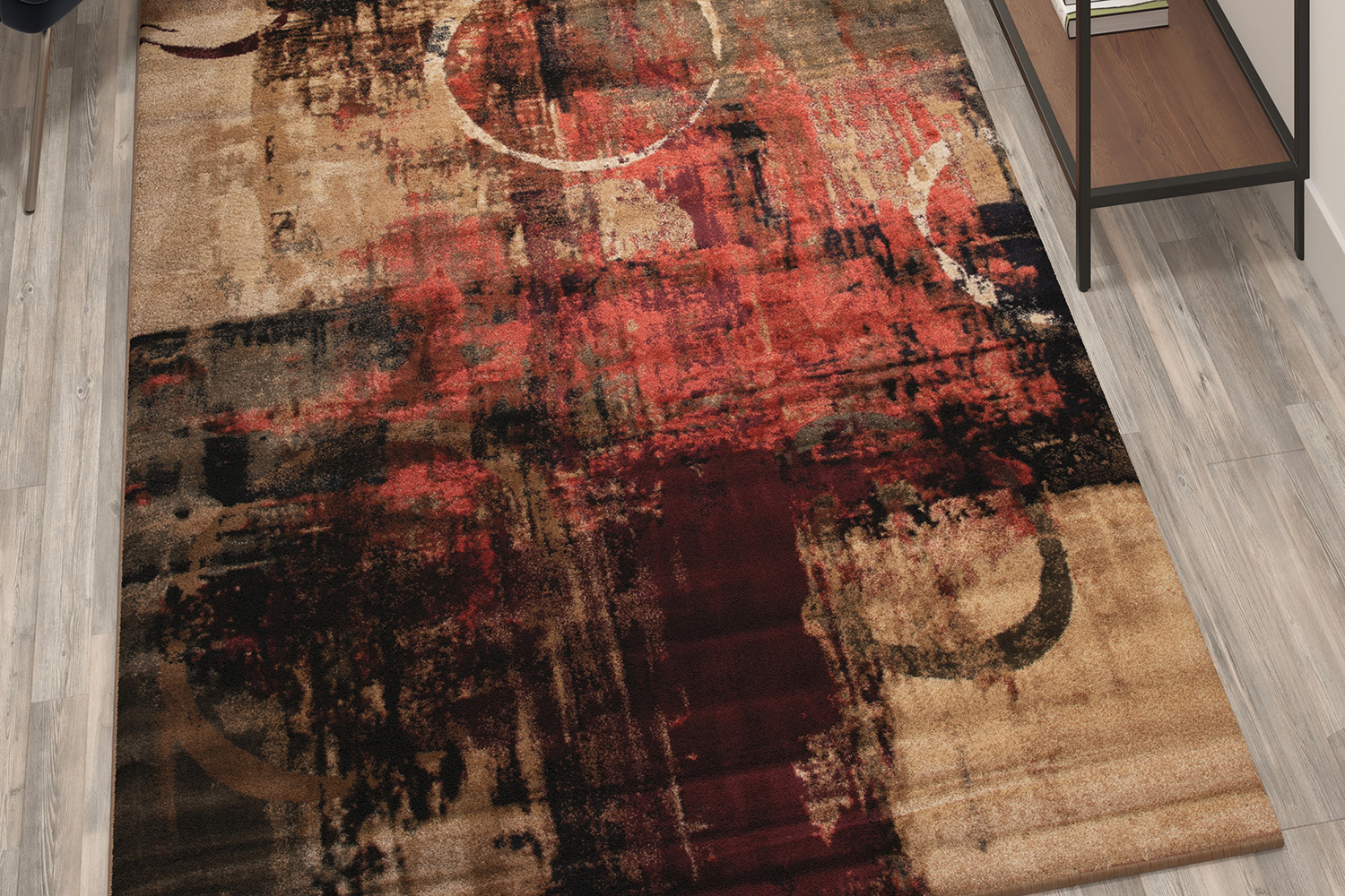 BLNK Caldor Collection Abstract Olefin Area Rug with Jute Backing