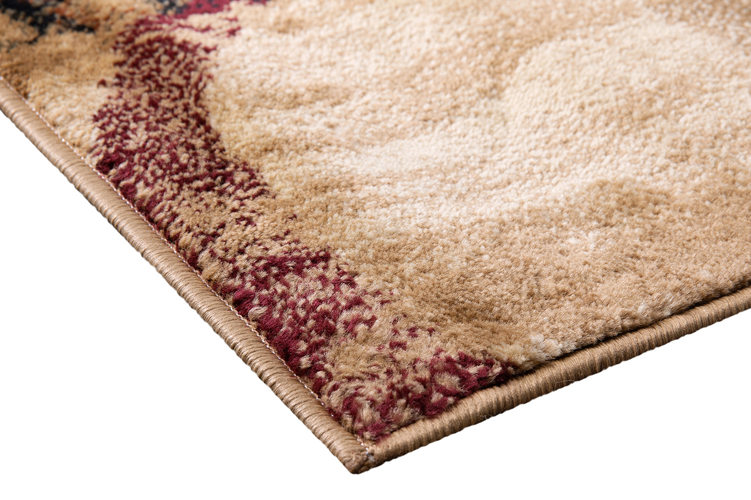 BLNK Caldor Collection Abstract Olefin Area Rug with Jute Backing - Warm Beige/Green/Red, 5'W x 7'L