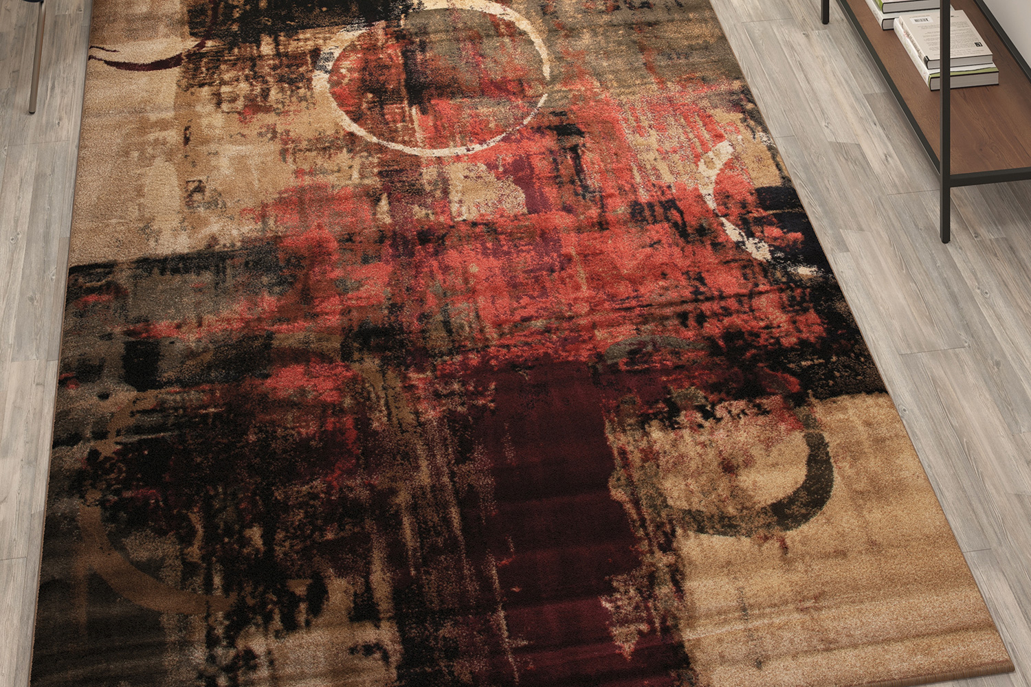 BLNK Caldor Collection Abstract Olefin Area Rug with Jute Backing