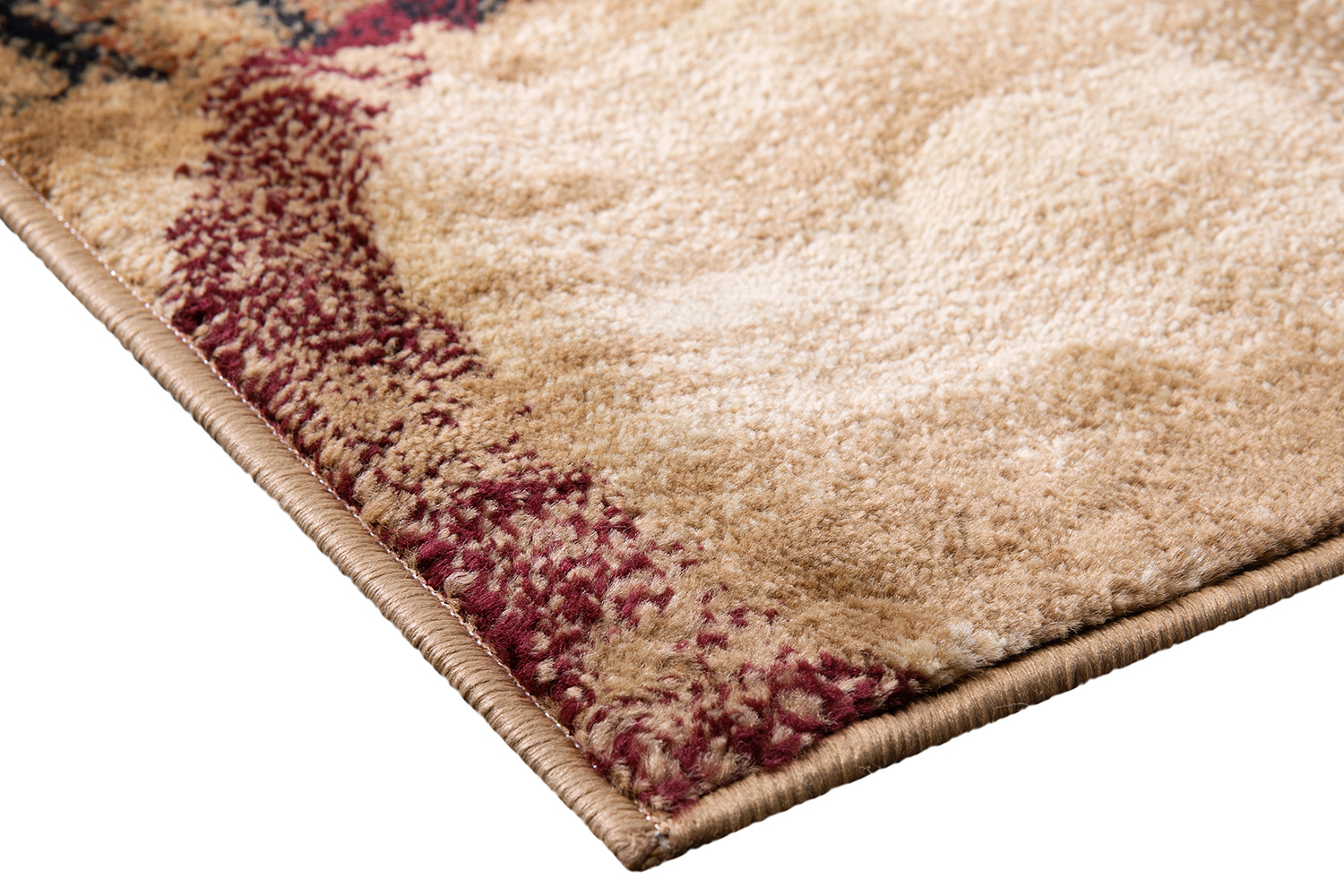 BLNK Caldor Collection Abstract Olefin Area Rug with Jute Backing - Warm Beige/Green/Red, 6'W x 9'L