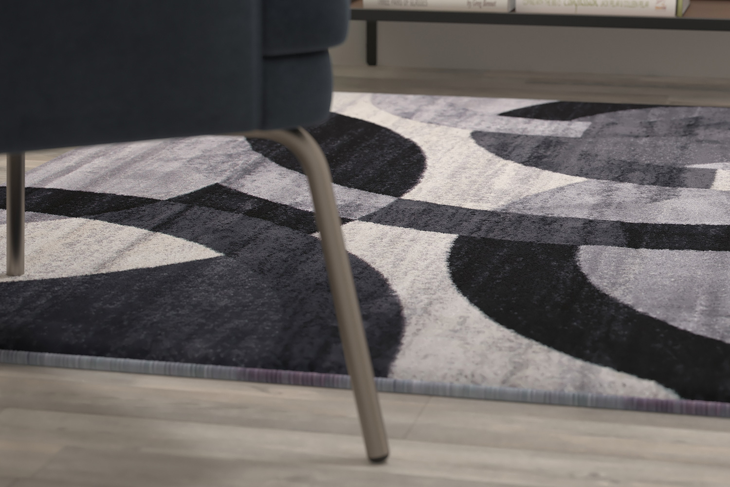 BLNK Harken Collection Geometric Olefin Area Rug with Jute Backing - Black/Gray, 5'W x 7'L