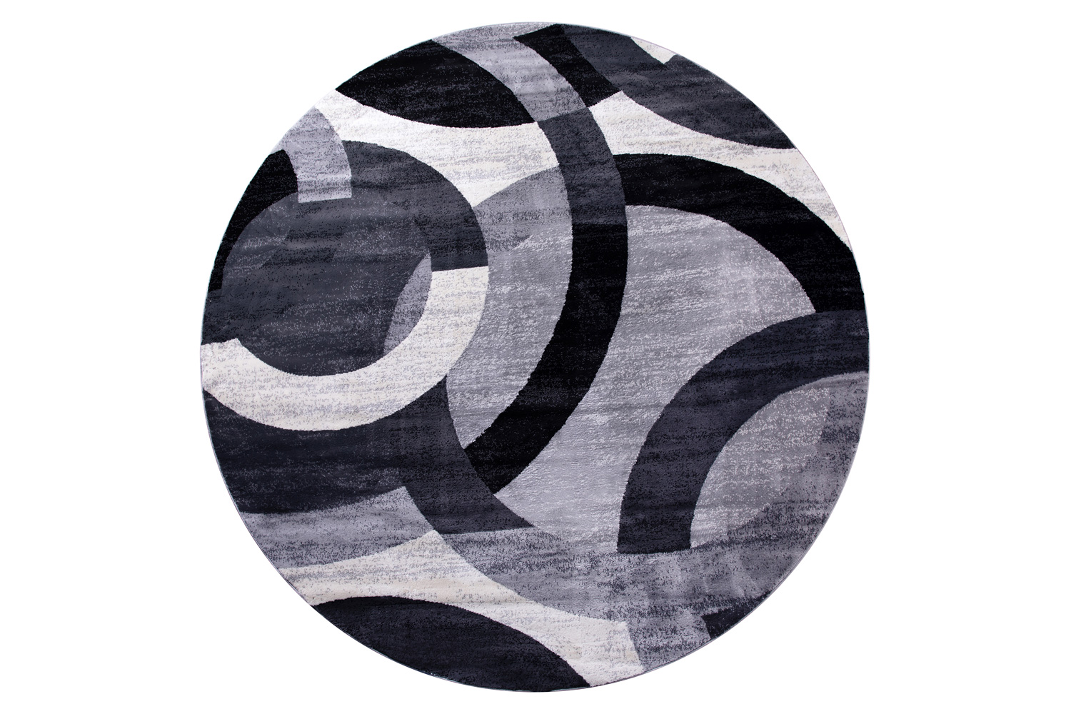 BLNK Harken Collection Geometric Round Olefin Area Rug with Jute Backing - Black/Gray, 5'W x 5'L