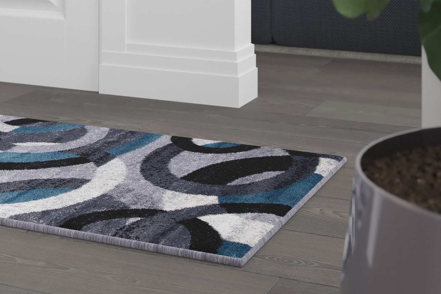 BLNK Harken Collection Geometric Olefin Area Rug with Jute Backing