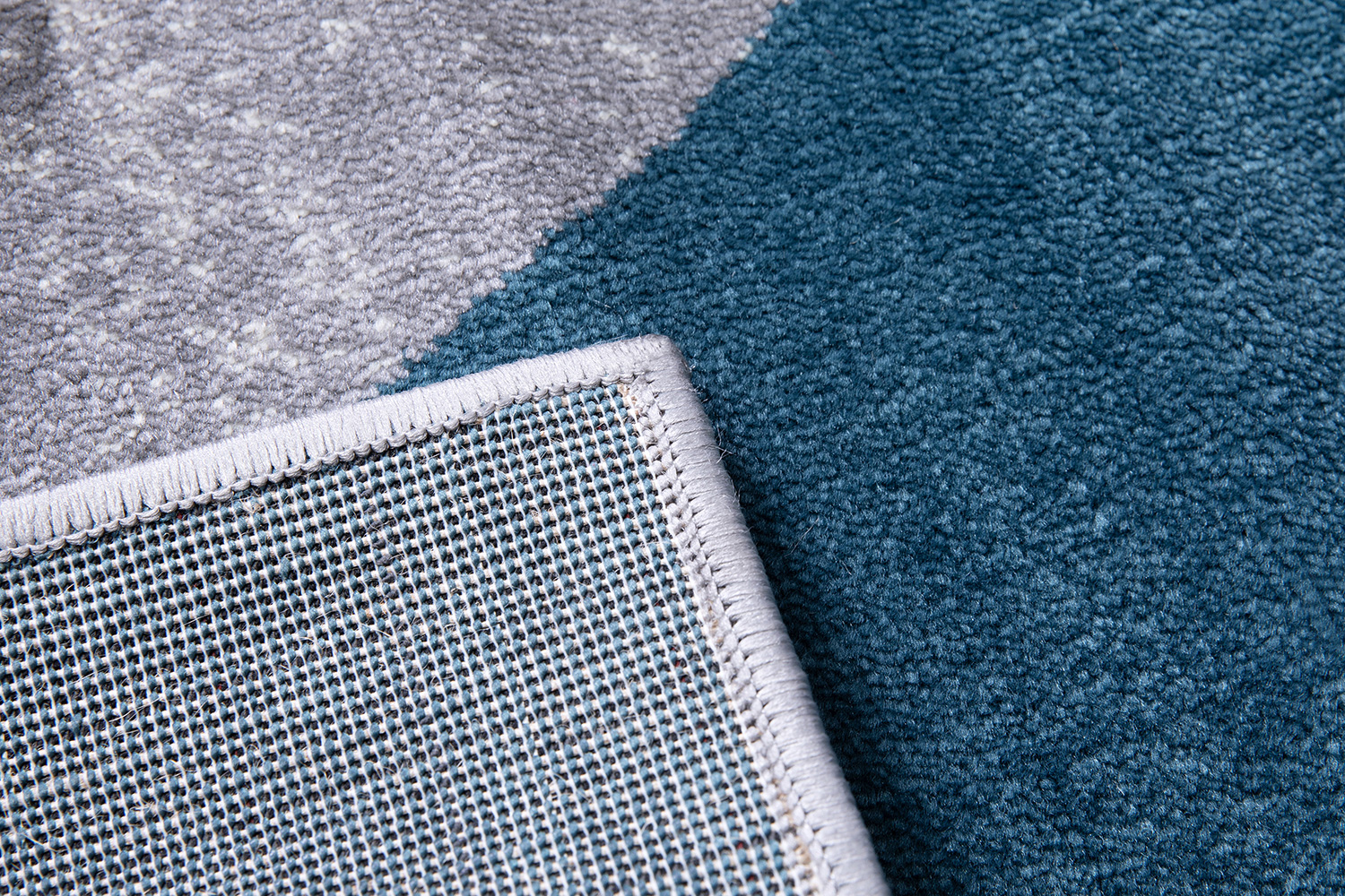 BLNK Harken Collection Geometric Olefin Area Rug with Jute Backing - Blue/Gray, 5'W x 7'L