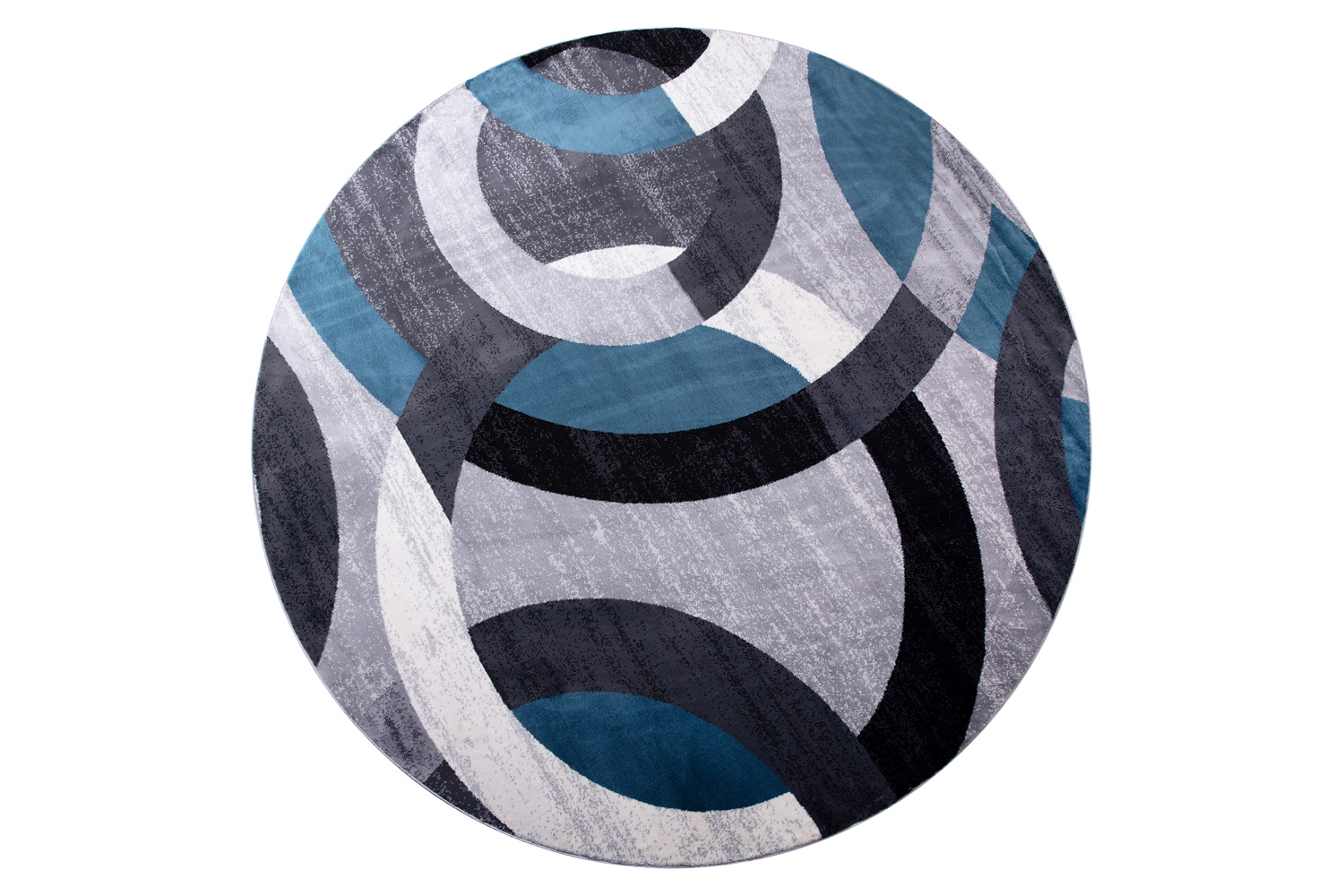 BLNK Harken Collection Geometric Round Olefin Area Rug with Jute Backing - Blue/Gray, 5'W x 5'L