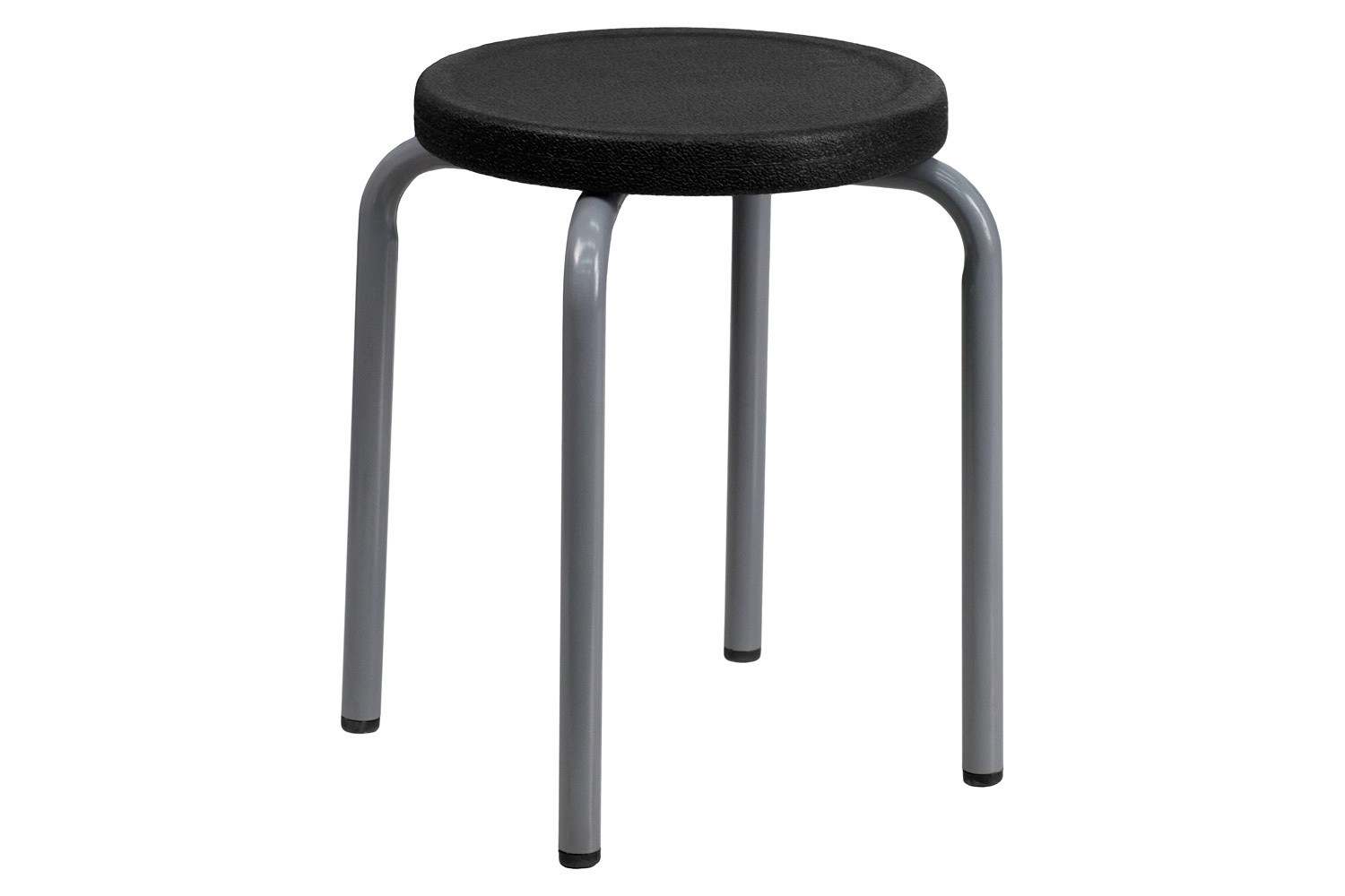 BLNK Remington Stackable Stool with Silver Powder Coated Frame - Black