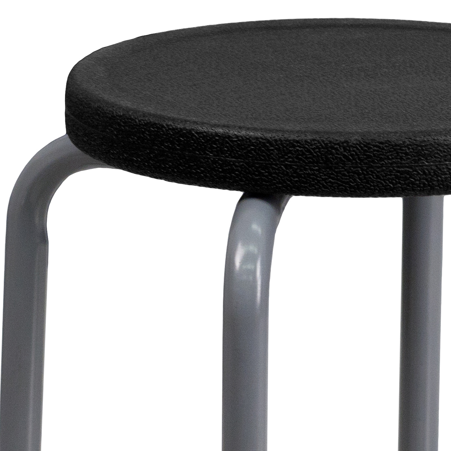 BLNK Remington Stackable Stool with Silver Powder Coated Frame - Black