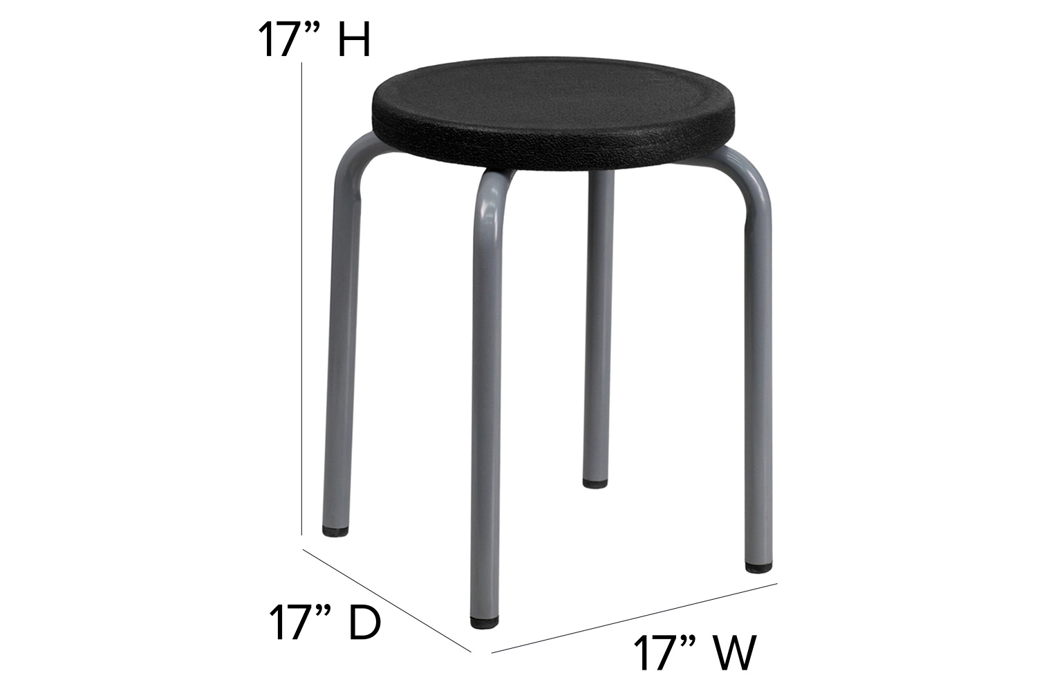 BLNK Remington Stackable Stool with Silver Powder Coated Frame - Black