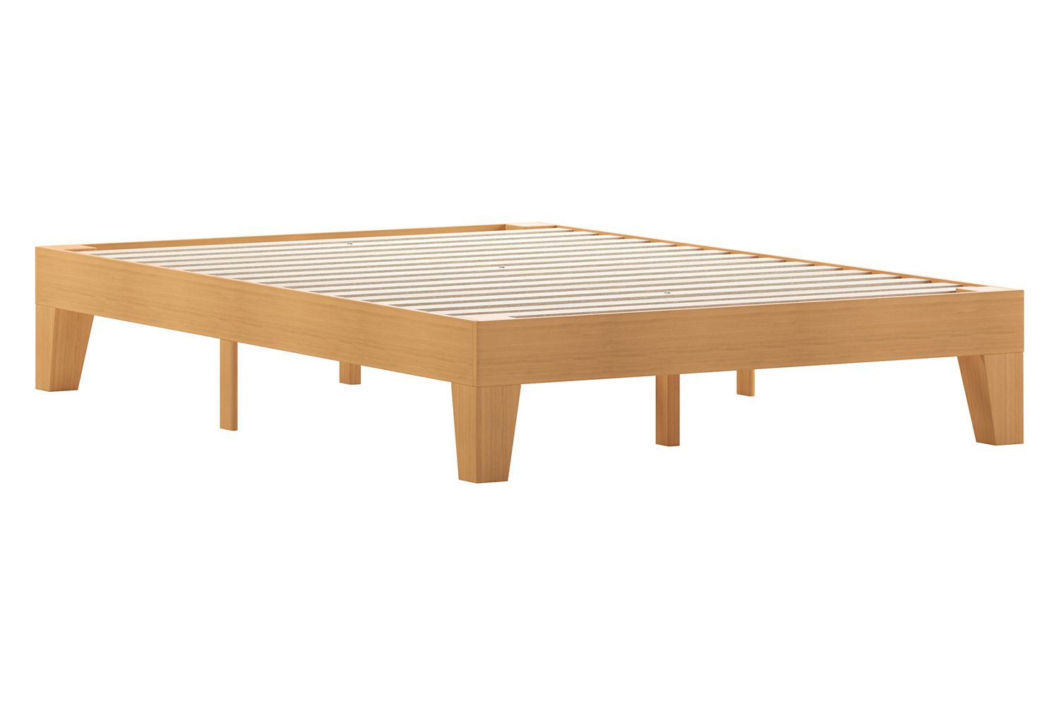 BLNK Evelyn Wood Platform Bed with Wooden Support Slats - Natural Pine, Full Size