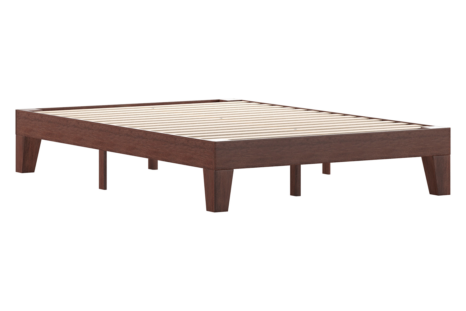 BLNK Evelyn Wood Platform Bed with Wooden Support Slats - Walnut, Full Size