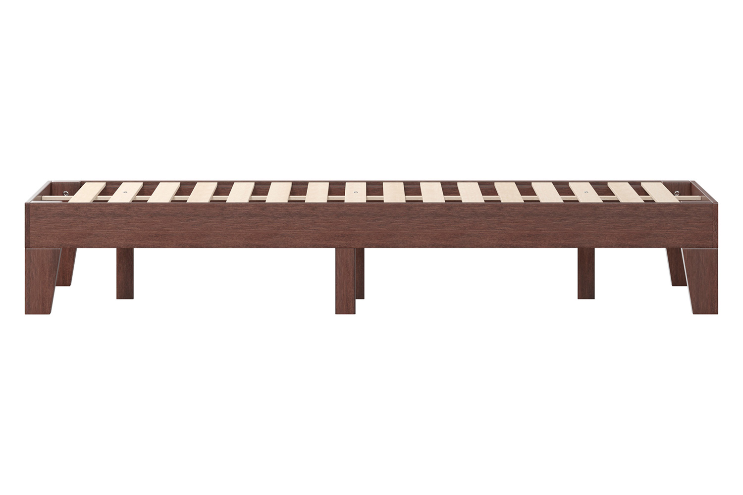 BLNK Evelyn Wood Platform Bed with Wooden Support Slats - Walnut, Full Size