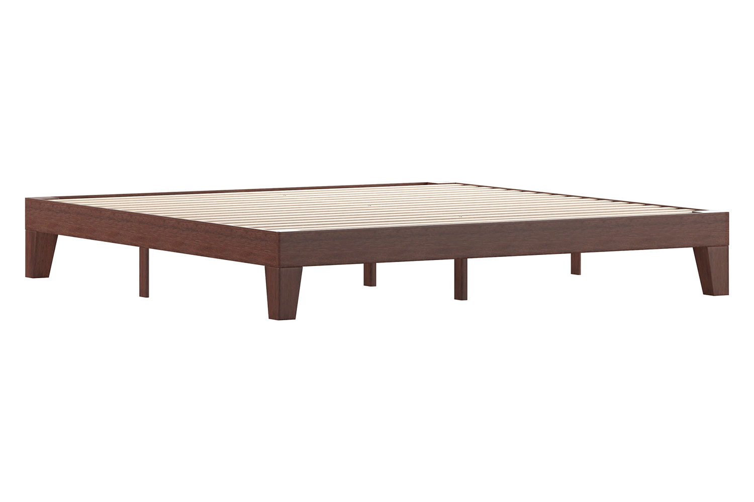 BLNK Evelyn Wood Platform Bed with Wooden Support Slats - Walnut, King Size