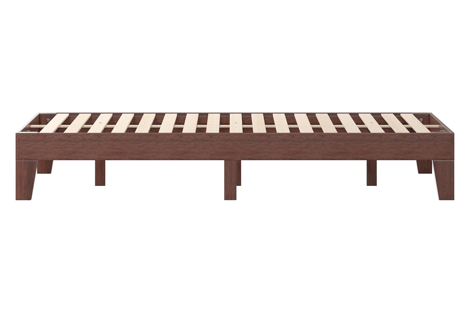 BLNK Evelyn Wood Platform Bed with Wooden Support Slats - Walnut, King Size