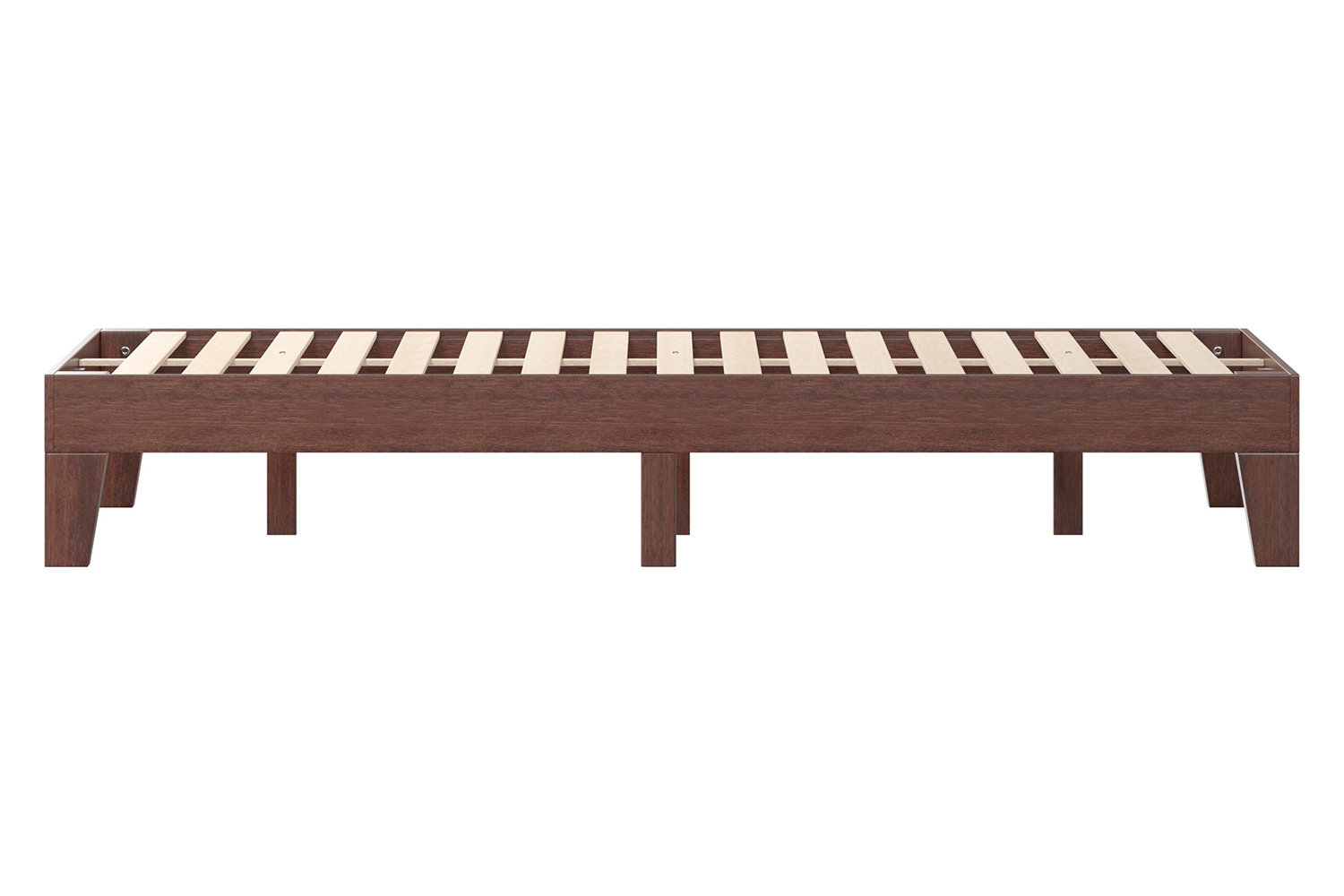 BLNK Evelyn Wood Platform Bed with Wooden Support Slats - Walnut, Queen Size