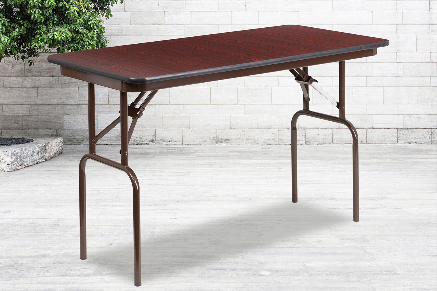 BLNK Frankie Mahogany Melamine Laminate Folding Banquet Table