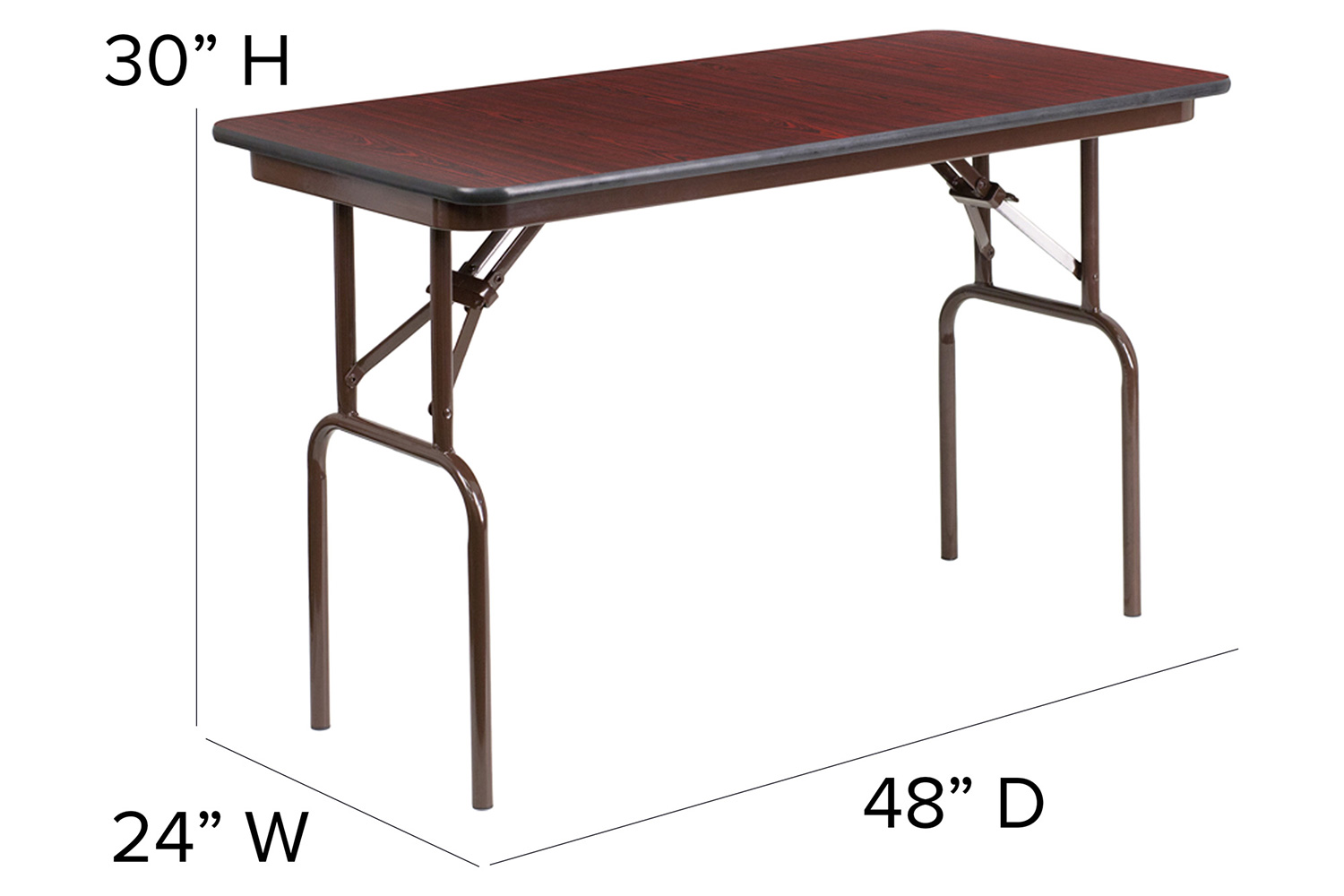 BLNK Frankie Mahogany Melamine Laminate Folding Banquet Table - 2'W x 4'L