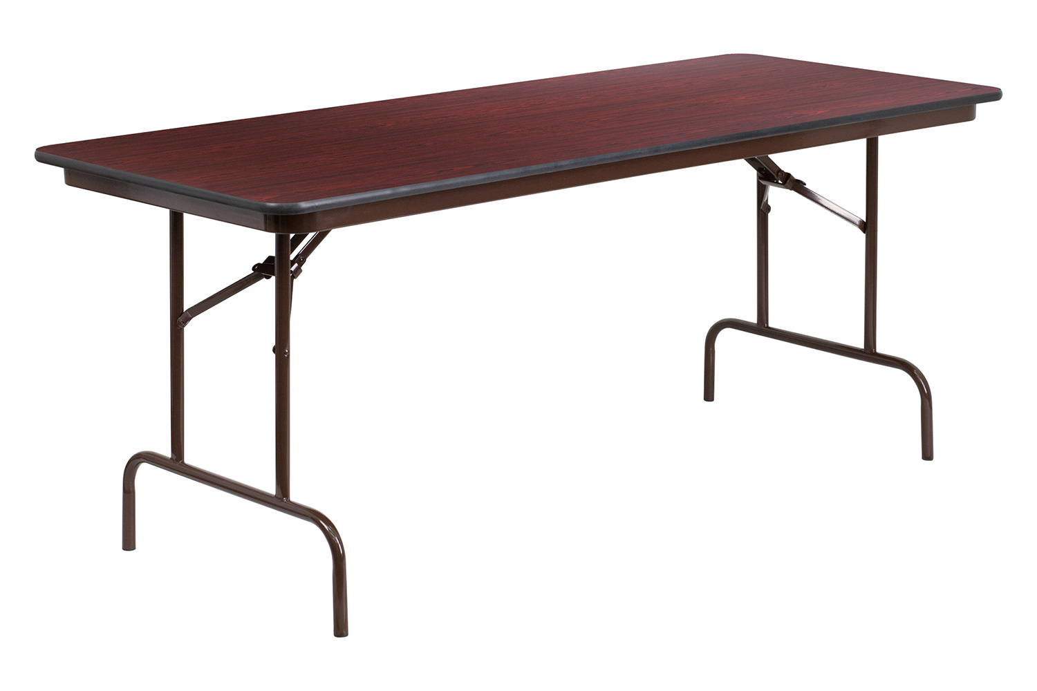 BLNK Floyd Mahogany HP Laminate Folding Banquet Table - 2.5'W x 6'L