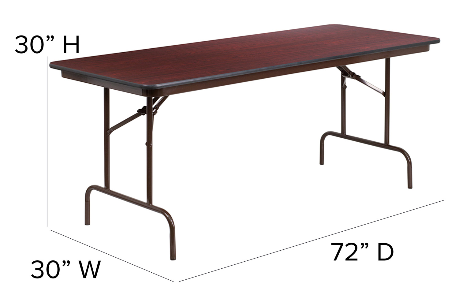 BLNK Floyd Mahogany HP Laminate Folding Banquet Table - 2.5'W x 6'L