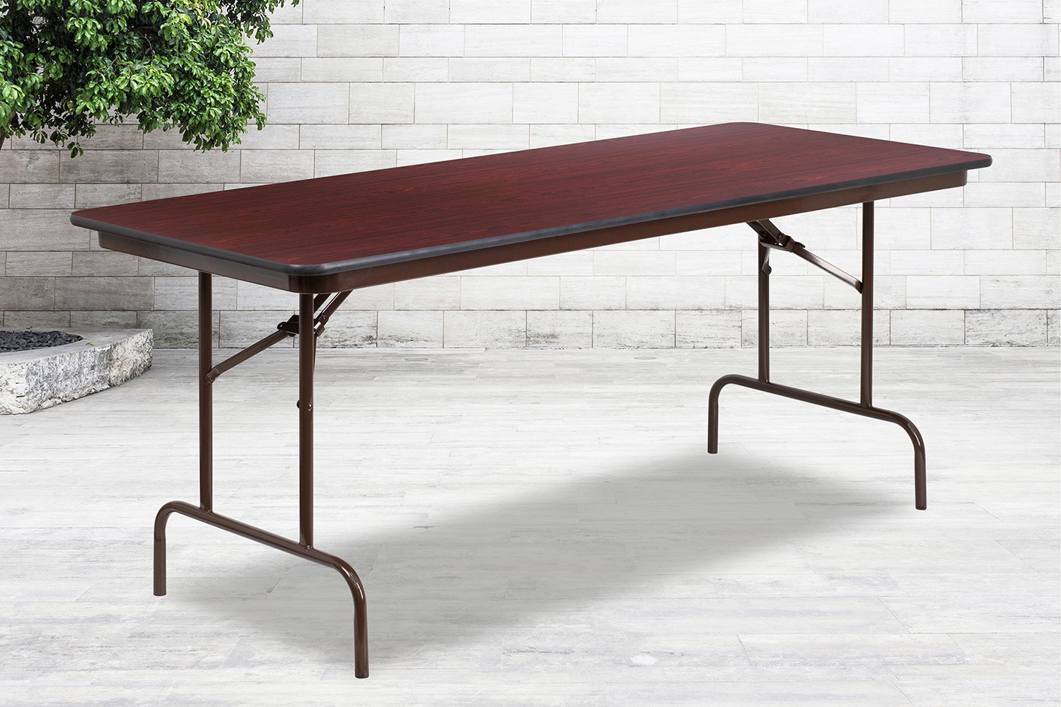 BLNK Frankie Mahogany Melamine Laminate Folding Banquet Table