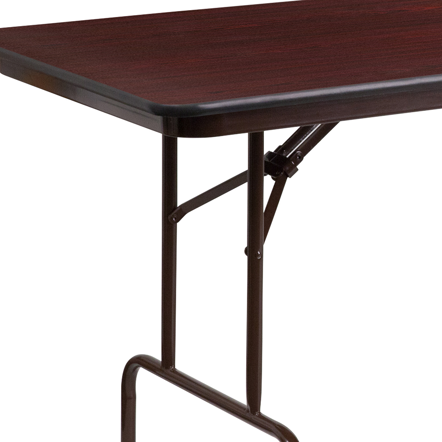 BLNK Frankie Mahogany Melamine Laminate Folding Banquet Table - 2.5'W x 8'L