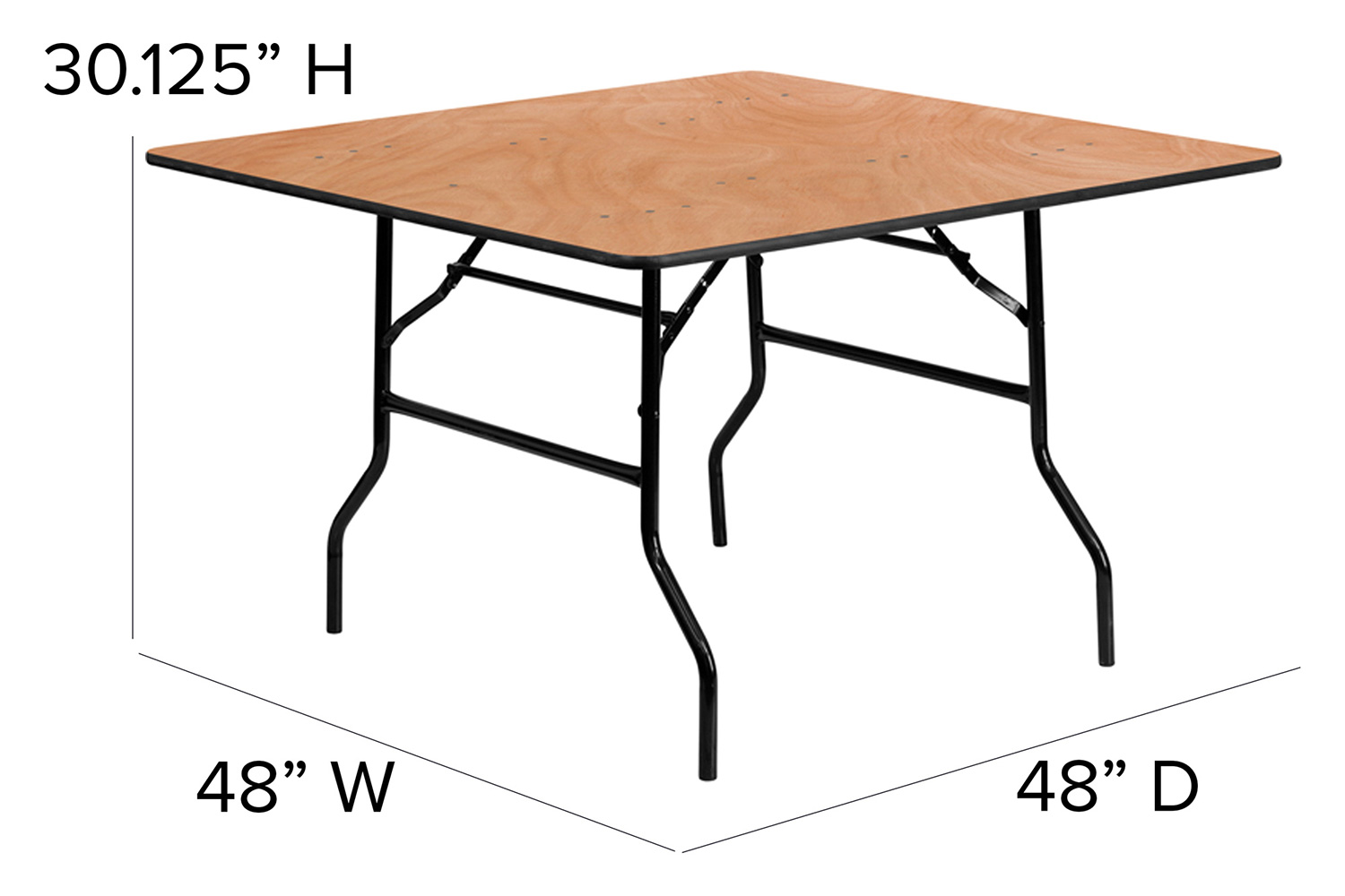 BLNK Gerry Square Wood Folding Banquet Table - 4'W