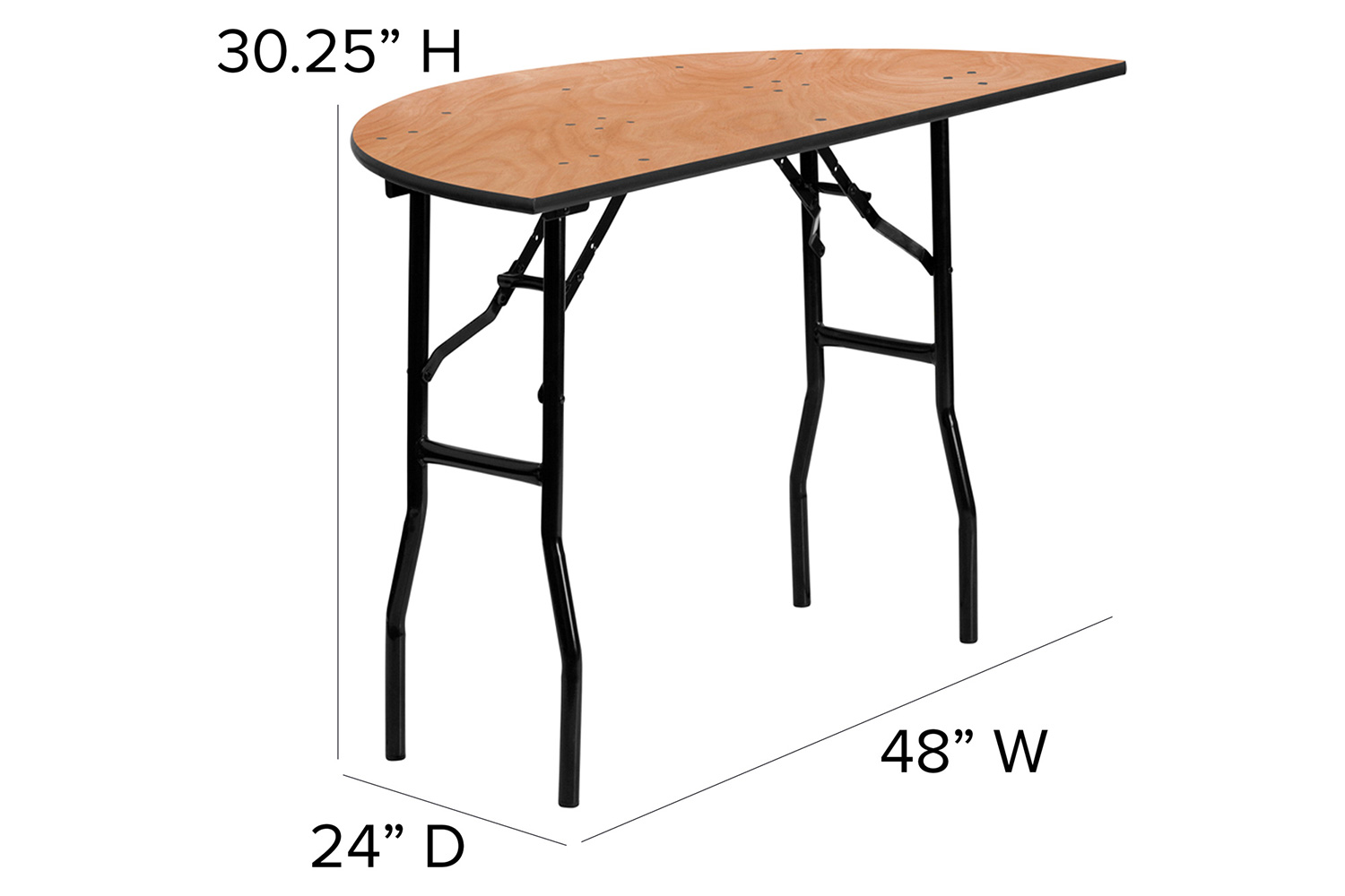 BLNK Furman Round Wood Half-Round Folding Banquet Table - 4'D