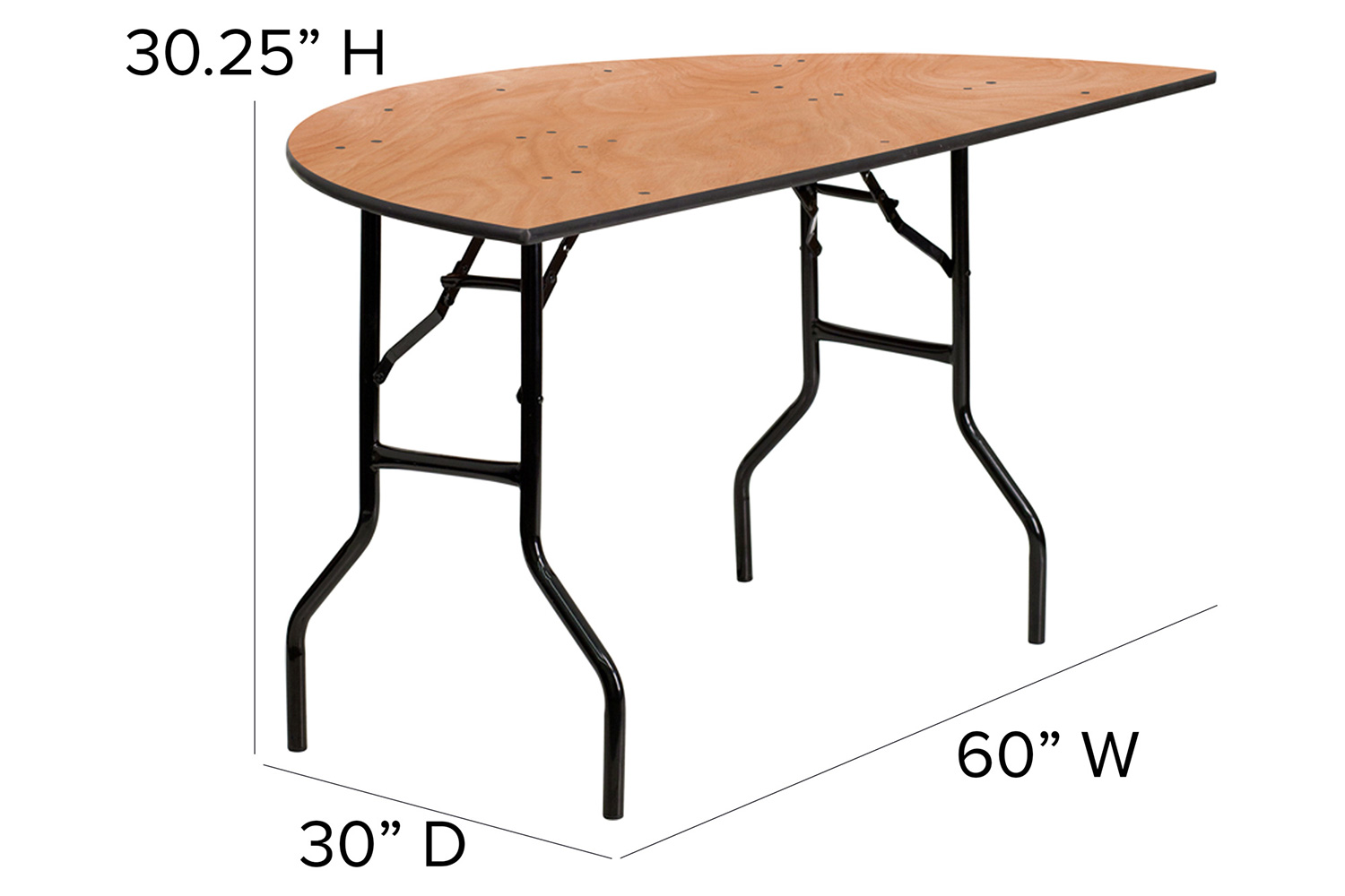 BLNK Furman Round Wood Half-Round Folding Banquet Table - 5'D