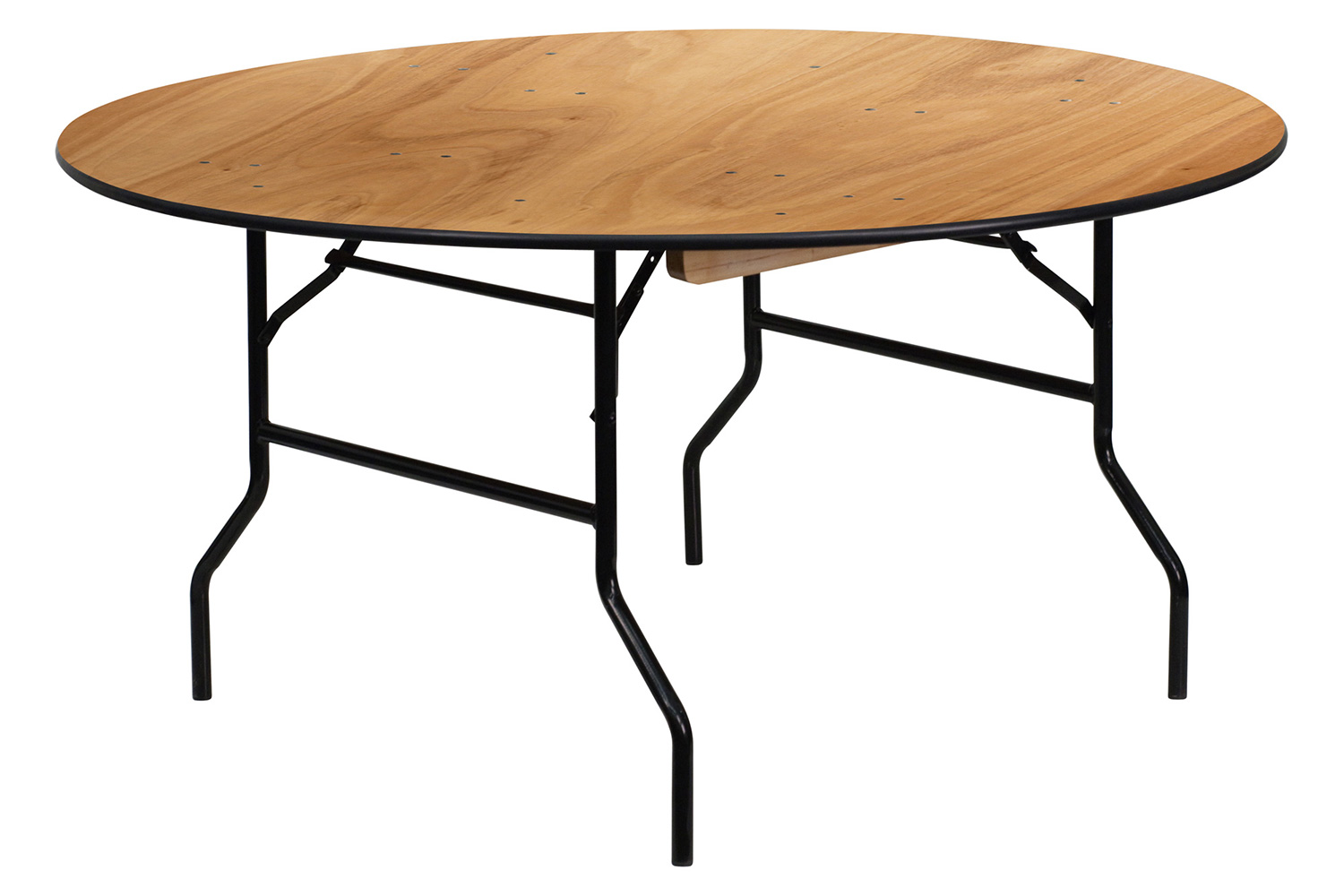 BLNK Furman Round Wood Folding Banquet Table with Clear Coated Finished Top